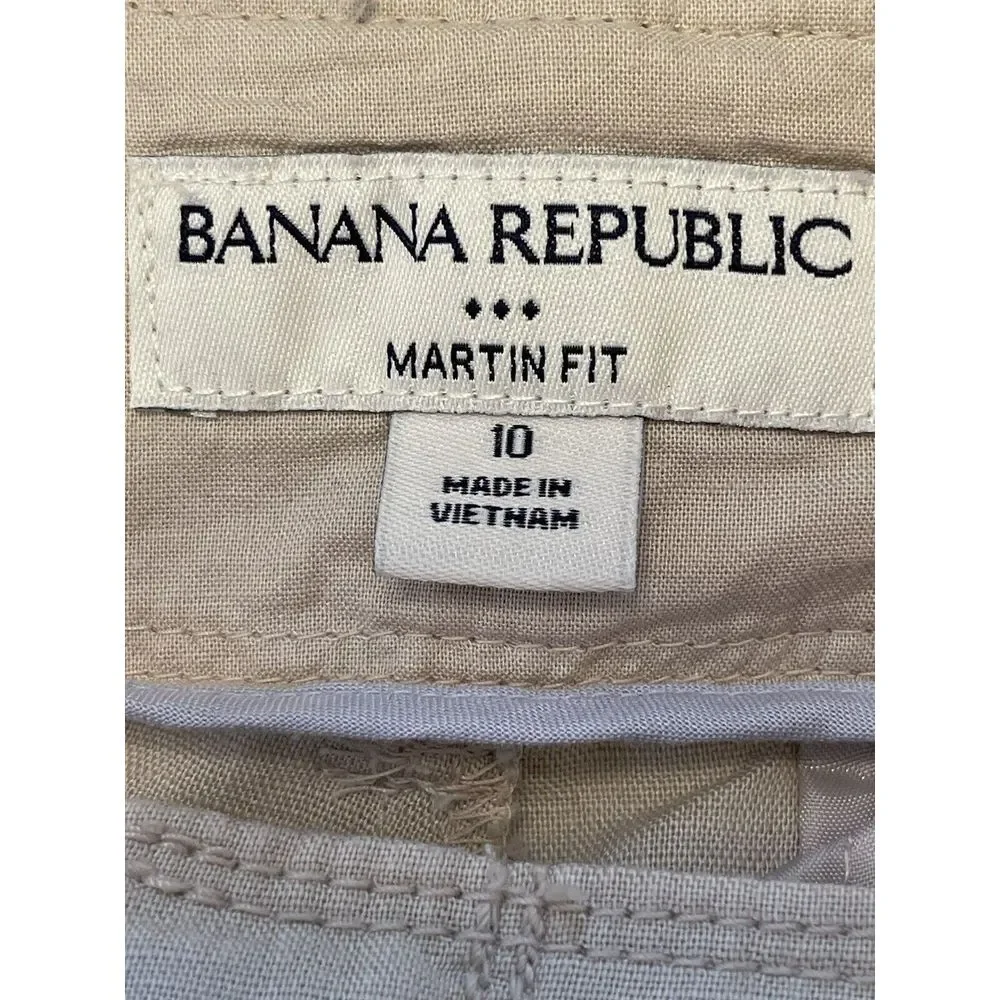 Banana republic Womens Pants The Martin‎ Linen Cotton Belted Size 10 Cool Career